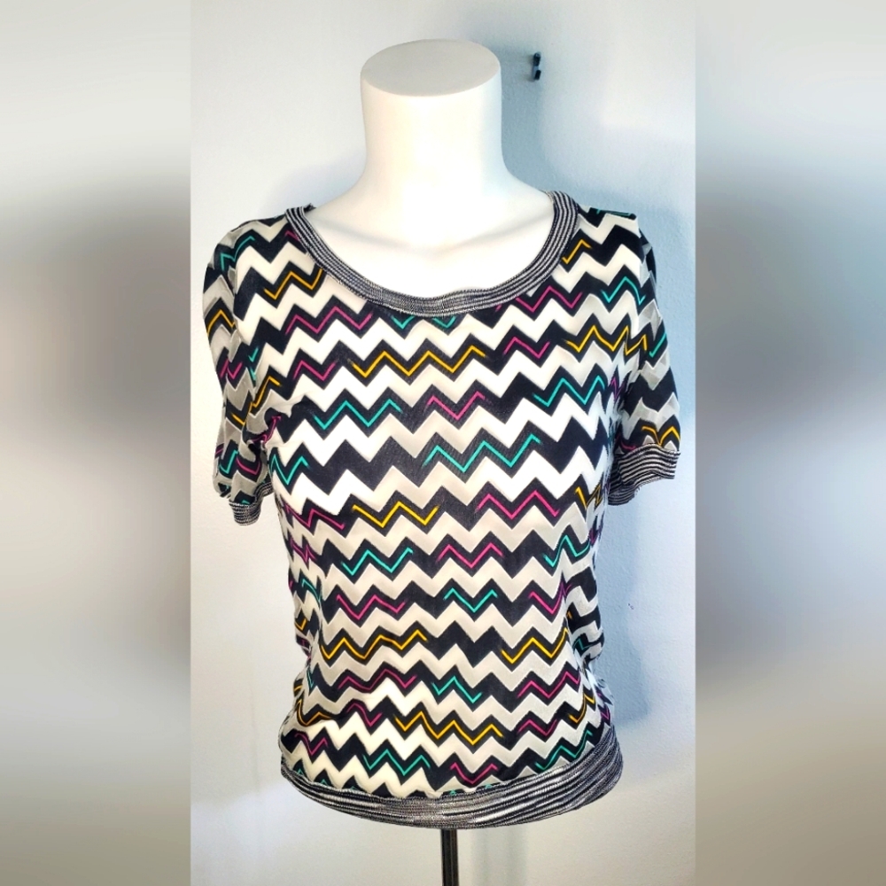 MISSONI sport-size 42/M- stretch tshirt crew neck-multicolor ZigZag
